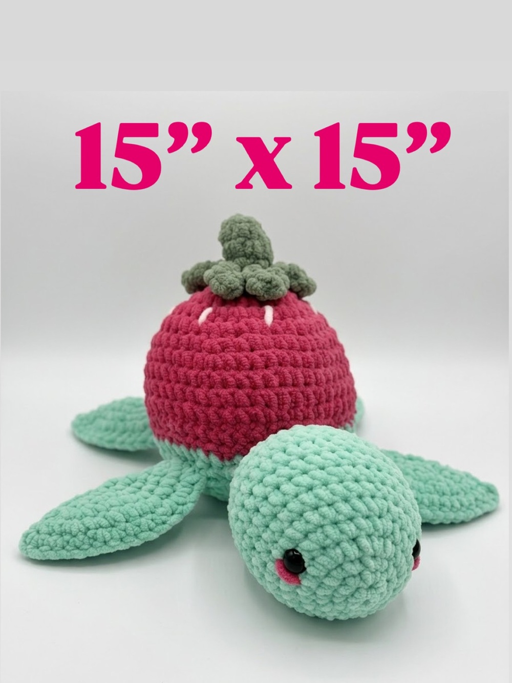 Crochet Strawberry Sea Turtle Amigurumi Stuffed Animal